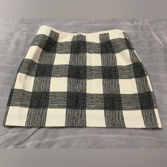 Madewell Bowery Checked Black and Cream Pencil Cotton Skirt Size 8 - Picture 2 of 6